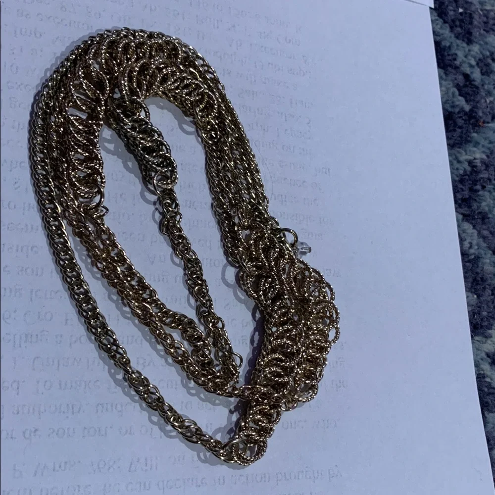 Vintage aged textured gold large and small link chain 40”necklace - Picture 3 of 5